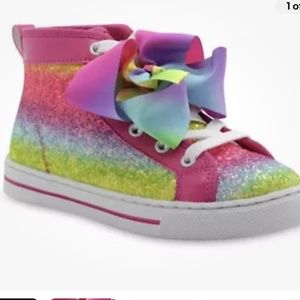 Nickelodeon Multi Glitter Stripe High Top Sparkle Sneaker Girls Size 2 NEW